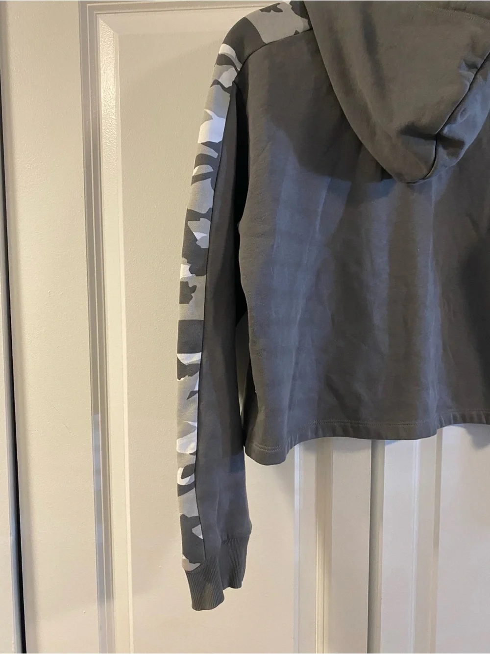 Puma Charcoal Cropped Hoodie with White Logo